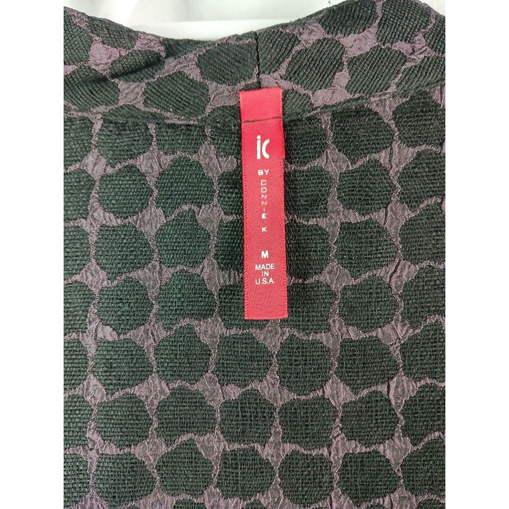 IC by Connie K Purple Black Op Art Swing Lux Jacket Size M Metal Buckle Trim - Picture 14 of 16